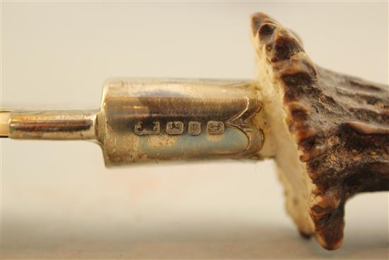 A Victorian ivory and horn handled silver mounted page turner, 21in.